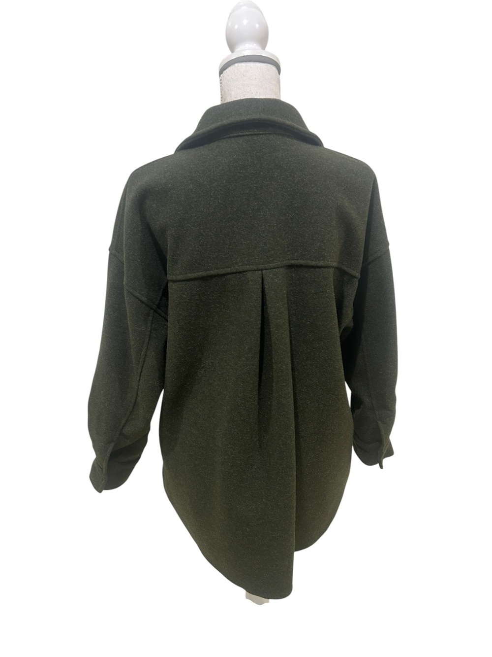 Merokeety Olive Green button down shirt jacket Shacket chest Pockets size medium - Picture 6 of 8
